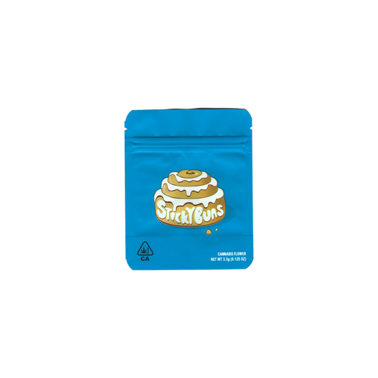 10x Cookies Sticky Buns Strainlabel Mylar Bag 3,5g - Leer