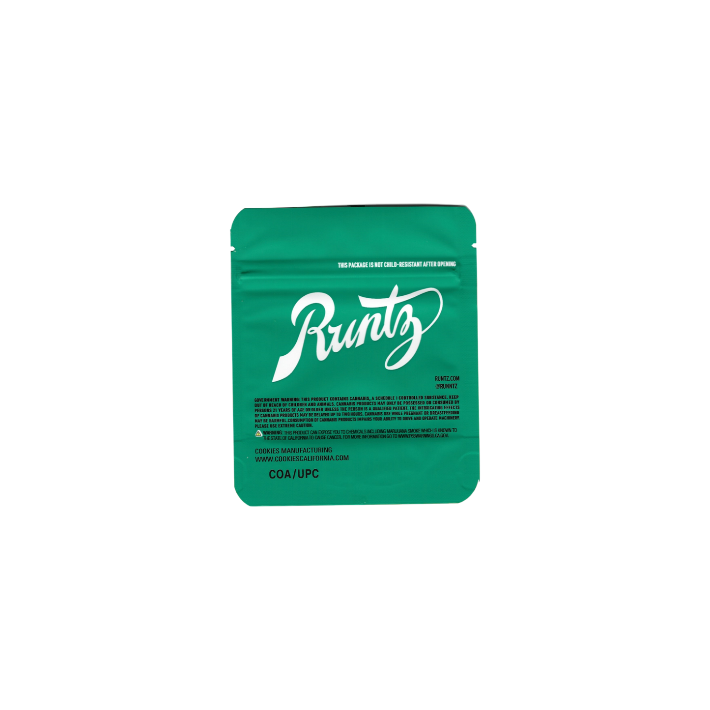 10x Runtz green + Strainlabel Mylar Bag 3,5g - Leer