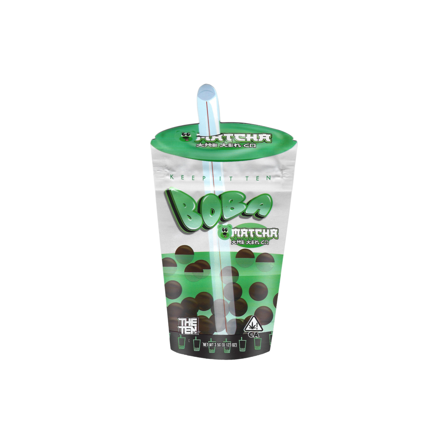 10x THE TEN Boba Matcha shaped Mylar Bag 3,5g - Leer