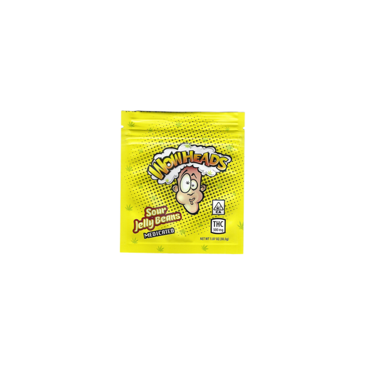10x Wowheads Sour jelly beans Mylar Bag 500mg - Leer