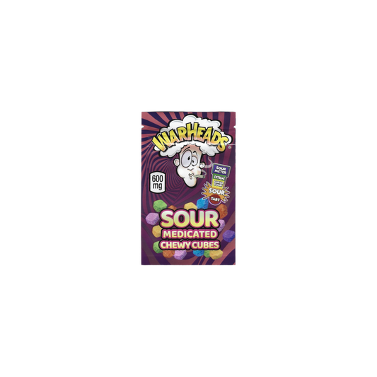 10x Warheads Sour medicated Chewy cubes sour meter Mylar Bag 600mg - Leer