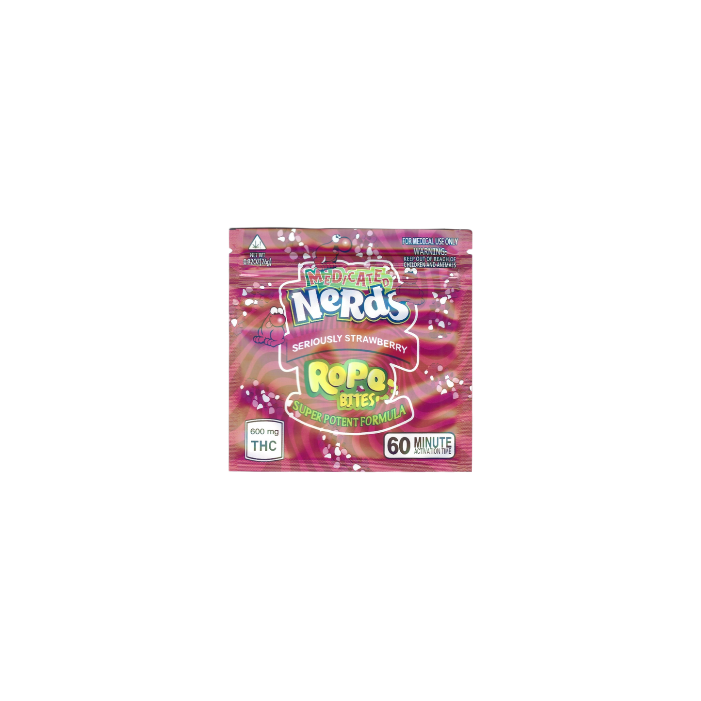 10x Nerds rope bites seriously strawberry Mylar Bag 600mg - Leer