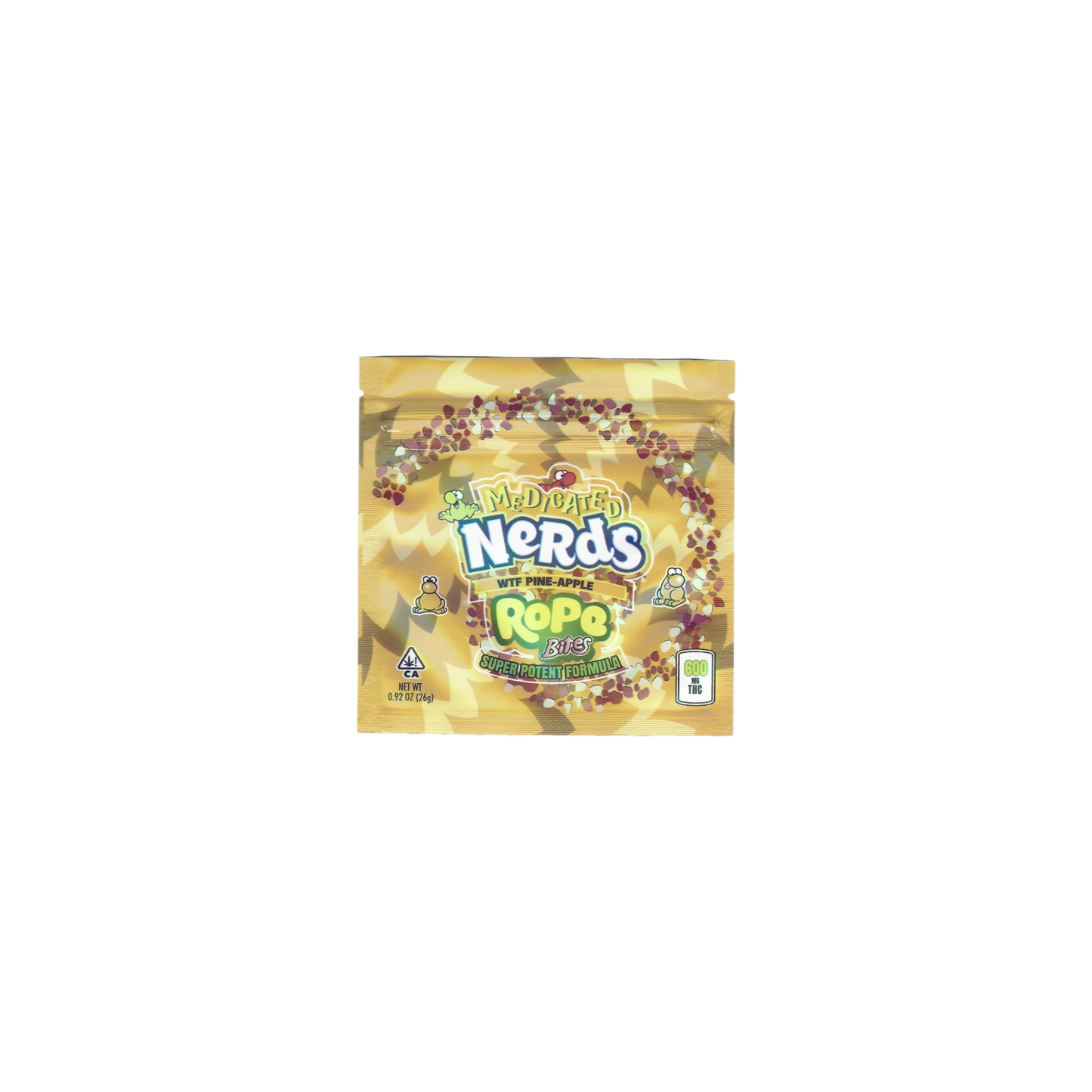 10x Nerds rope bites WTF PINE-APPLE Mylar Bag 600mg - Leer