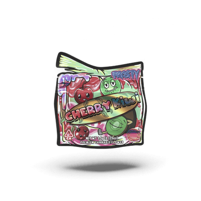 10x FROSTY Cherry Kiwi shaped Mylar Bag 3,5g - Leer