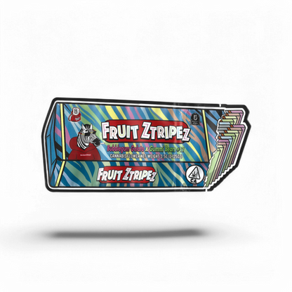 10x Backpackboyz Fruit Ztripez Shaped Mylar Bags 3.5g – leere Sammelbeutel im kreativen Design.