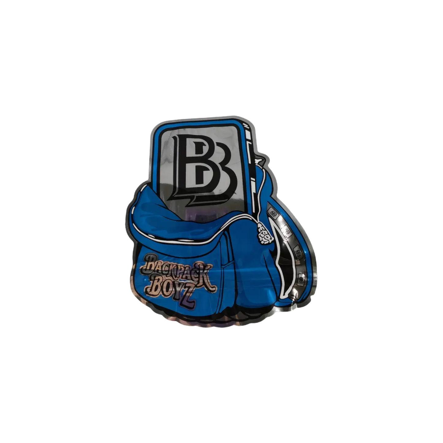 10x Backpackboyz backpack blue shaped Mylar Bag 3,5g - Leer