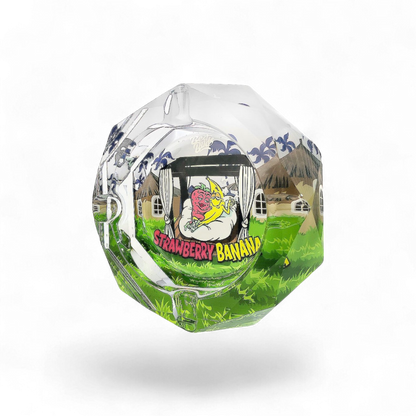 Kristallaschenbecher im Strawberry Banana Design, hochwertiges Kristallglas, erhältlich bei Pief-Leaf®