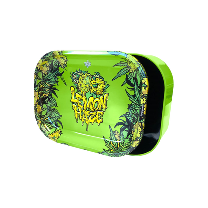 Best Buds Thin Box Rolling Tray mit Stauraum – Lemon Haze Design, kompakt und funktional für unterwegs.