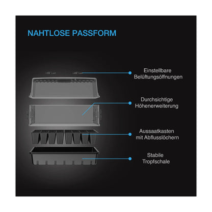 Innenansicht des AC Infinity LED-Gewächshauses mit 5×8 Tablett