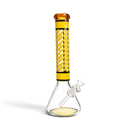 Glasbong aus 5 mm Borosilikatglas mit amberfarbenem Mundstück