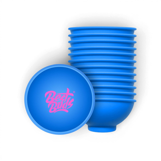 Best Buds Hashbowl aus blauem Silikon mit pinkem Logo