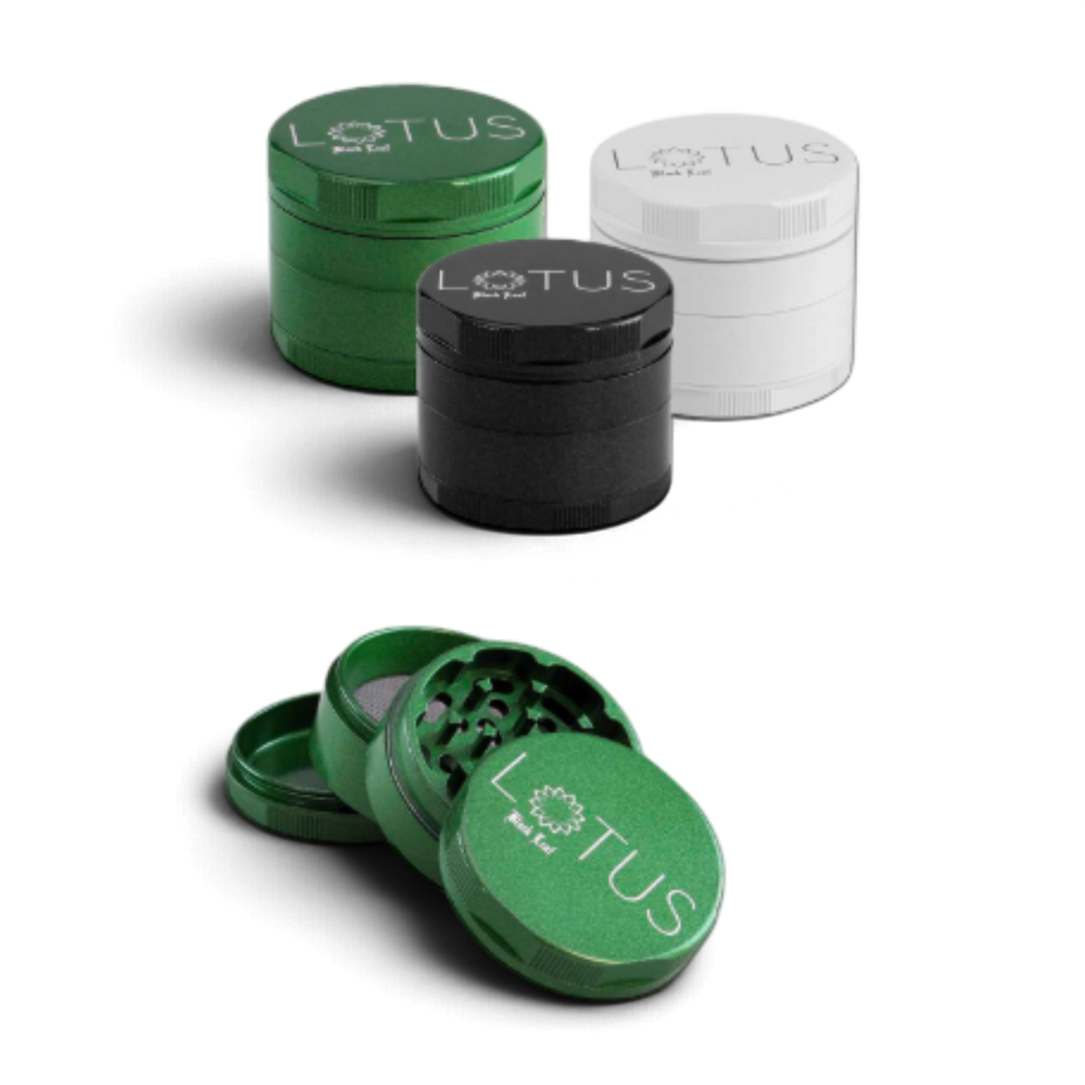 Black Leaf Lotus Grinder 4-teilig mit Keramikbeschichtung bei Pief-Leaf®