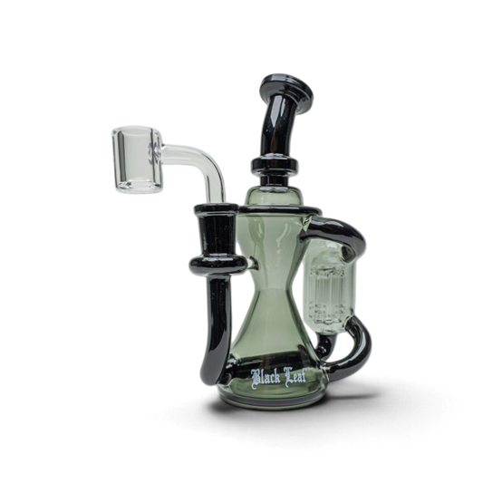 Black Leaf Mini Recycler Bong 18 cm aus grauem Borosilikatglas