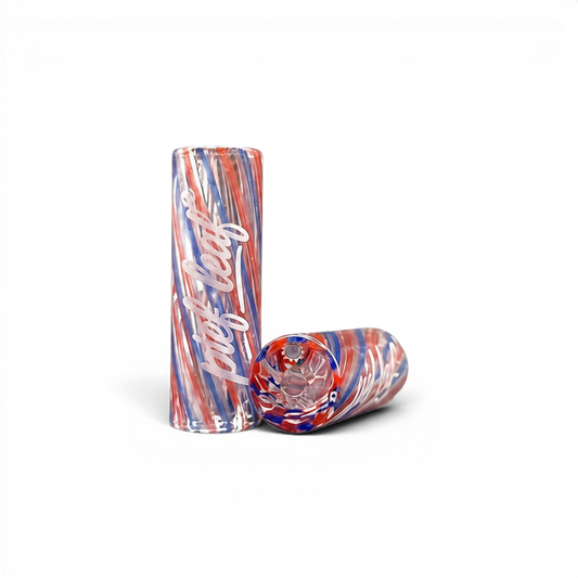  Blue Red Clear Glas Tip mit Pief-Leaf® Logo Print