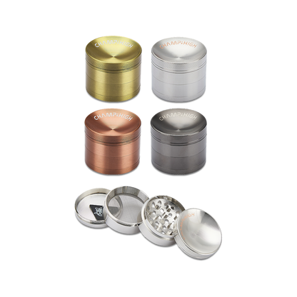Grinder, Champ High, Curved Grinder, Metall-Grinder, Kräuter zerkleinern, Qualität, Leistung, Raucherlebnis, hochwertig, kompakt, unterwegs, stilvoll, Metallkonstruktion