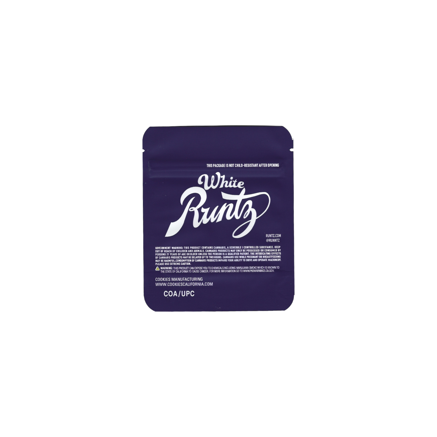 100x Runtz White + Strainlabel Mylar Bag 3,5g - Leer
