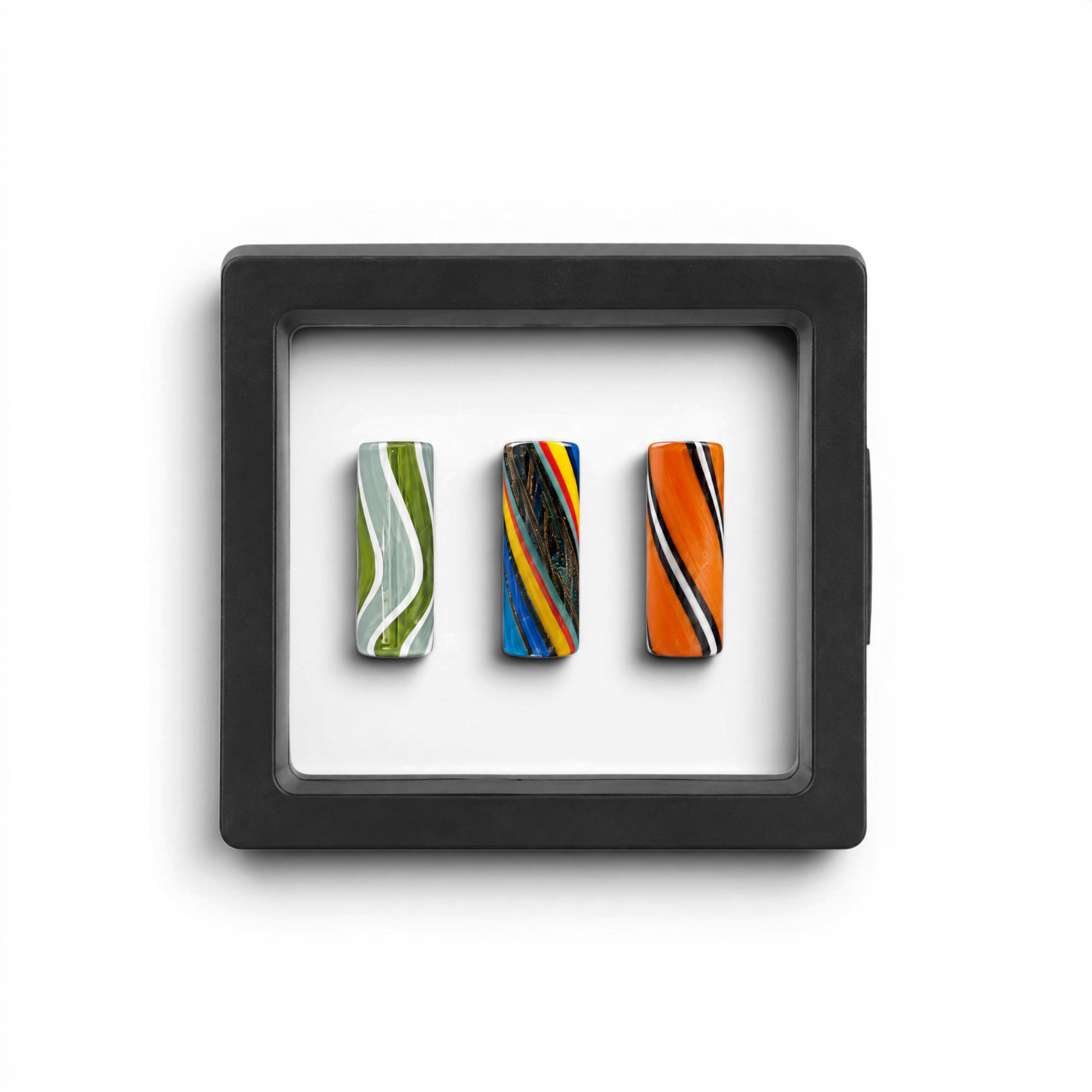 Flying Tip Case 70 × 70 mm für Glas Tips mit schwarzem Rahmen und transparenter Spannfolie