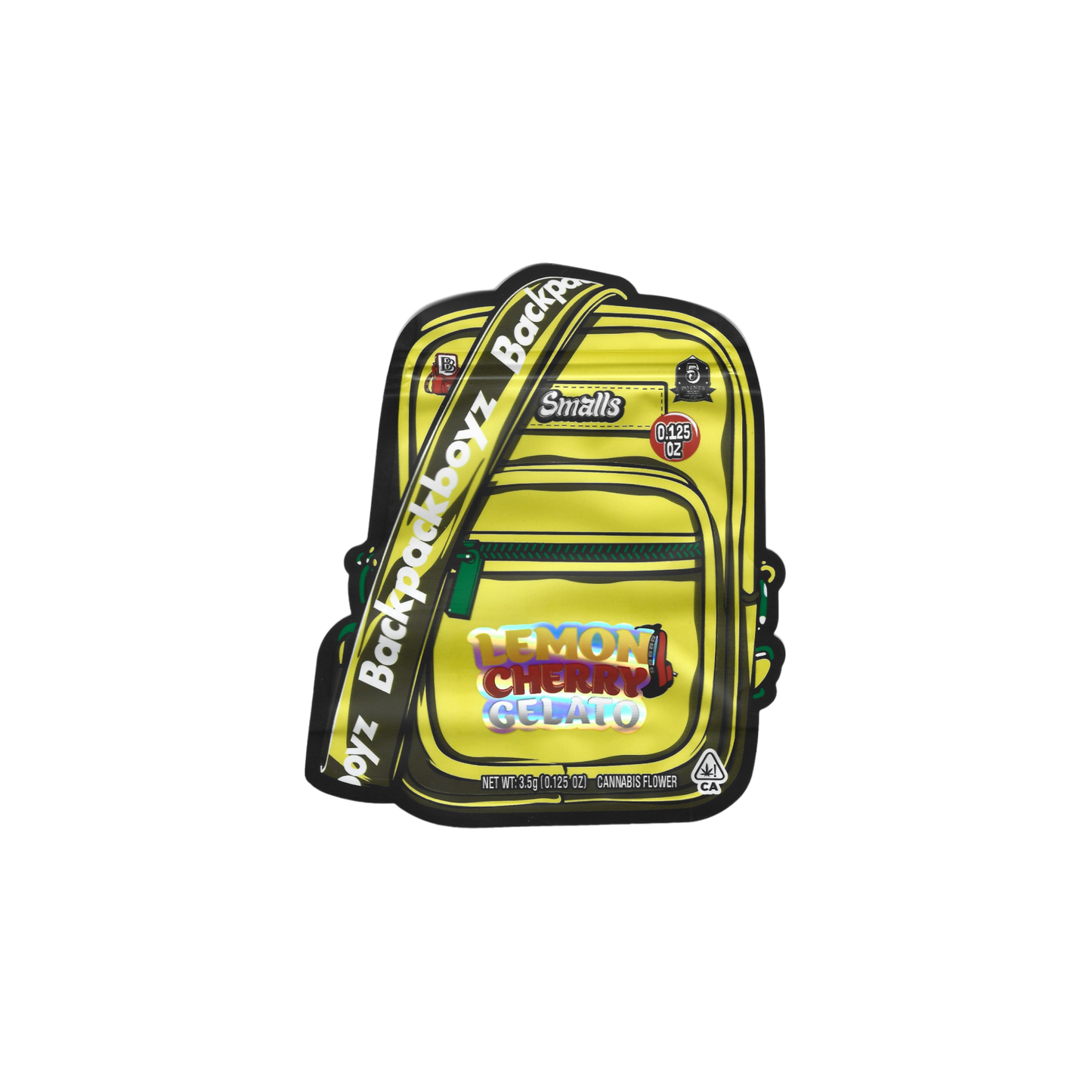 10x Backpackboyz Lemon cherry gelato smalls shaped Mylar Bag 3,5g - Leer