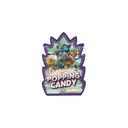 10x Cannatique Popping Candy Mango shaped Mylar Bag 3,5g - Leer