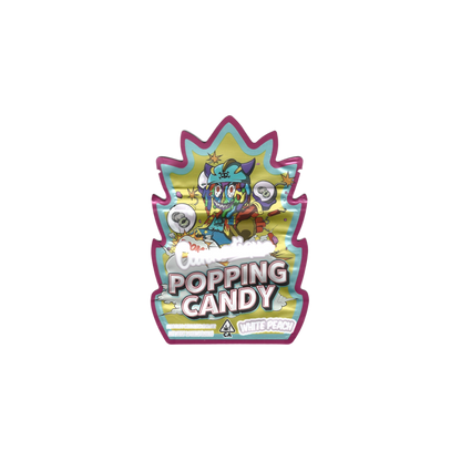 10x Cannatique Popping Candy White Peach shaped Mylar Bag 3,5g - Leer