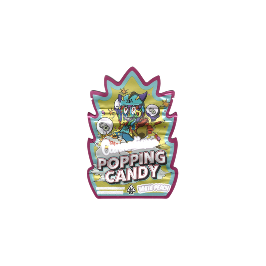 10x Cannatique Popping Candy White Peach shaped Mylar Bag 3,5g - Leer