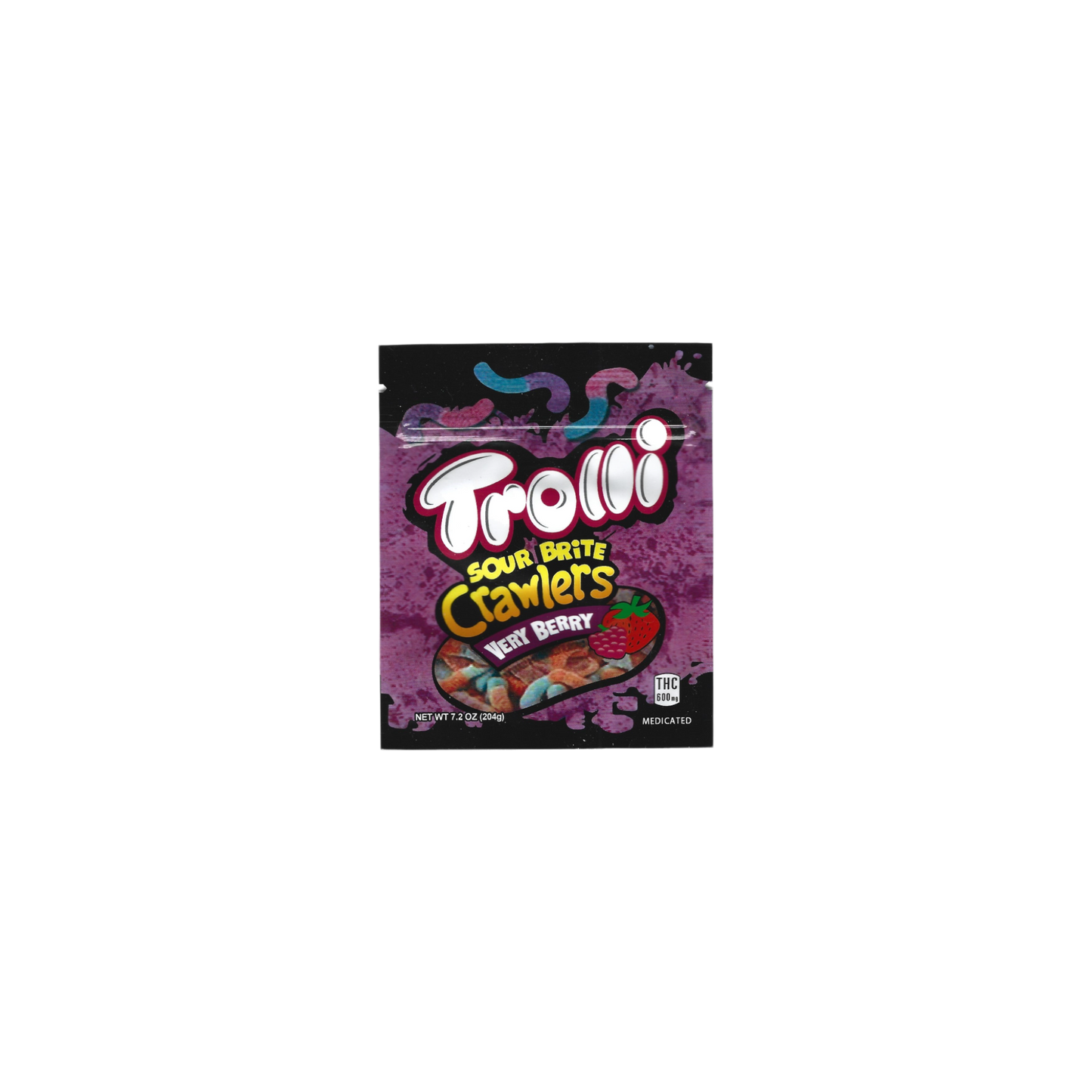 10x Trolli Sour Brite Crawlers Very Berry Mylar Bag 600mg - Leer