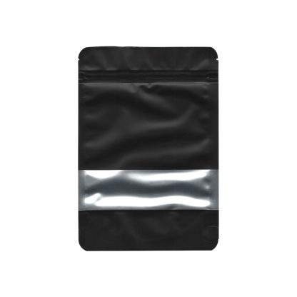10x schwarze Mylar Bags 28g (1oz) mit Sichtfenster – leere Sammelbeutel für sicheren Schutz.