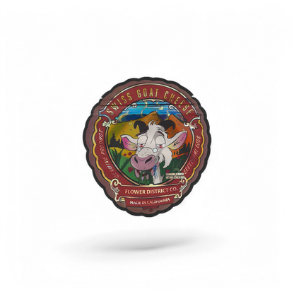 10x Swiss Goat Cheese Shaped Mylar Bags 3.5g – leere Sammelbeutel im auffälligen Käse-Design.