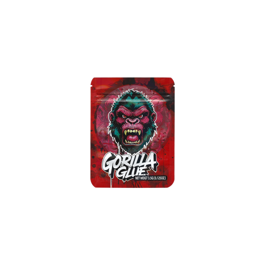 10x leere Gorilla Glue Mylar Bags (3.5g) mit markantem Design – blickdicht, wiederverschließbar & ideal für Sammler.