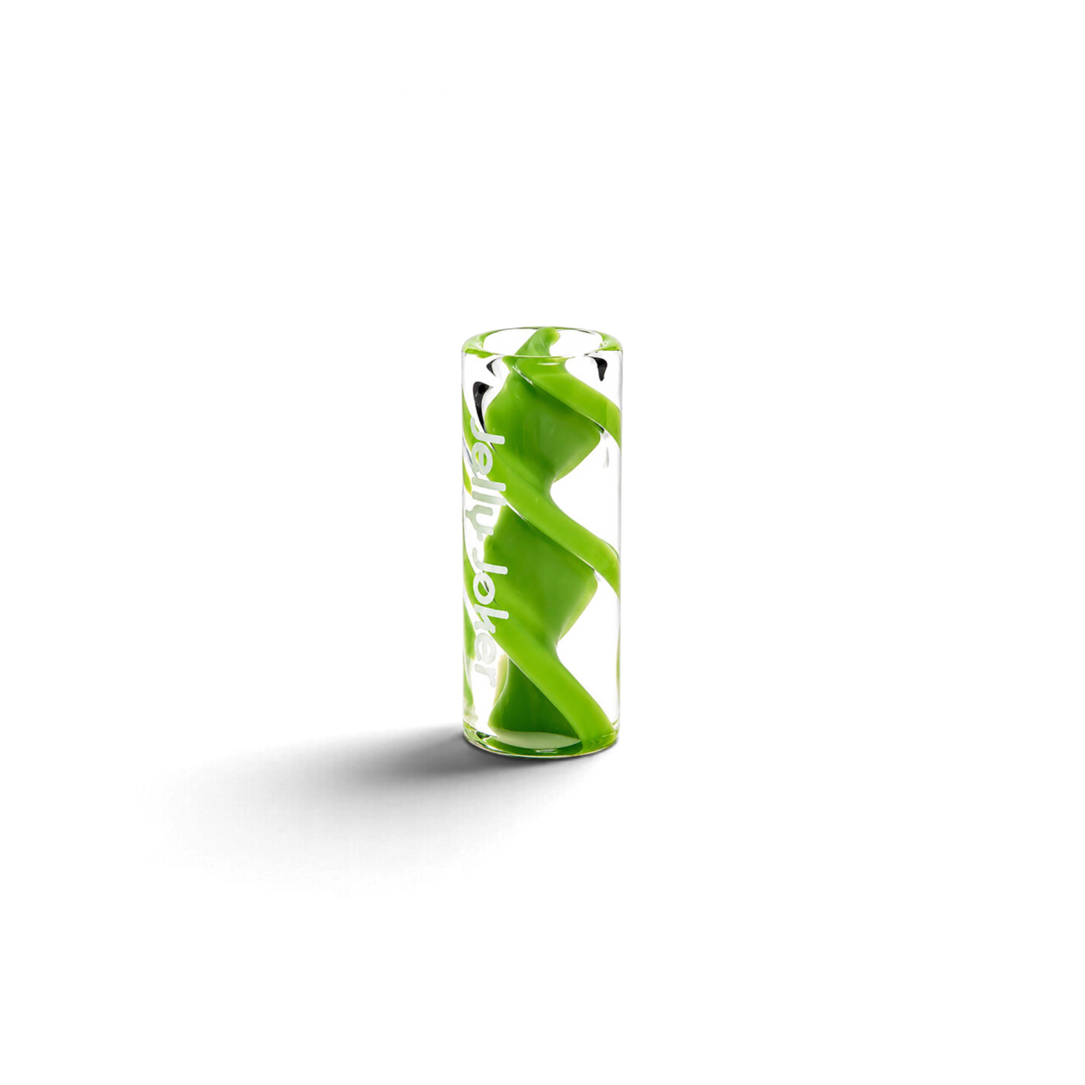 Gedrehter Glastip Grass Green mit farbiger Spiralstruktur