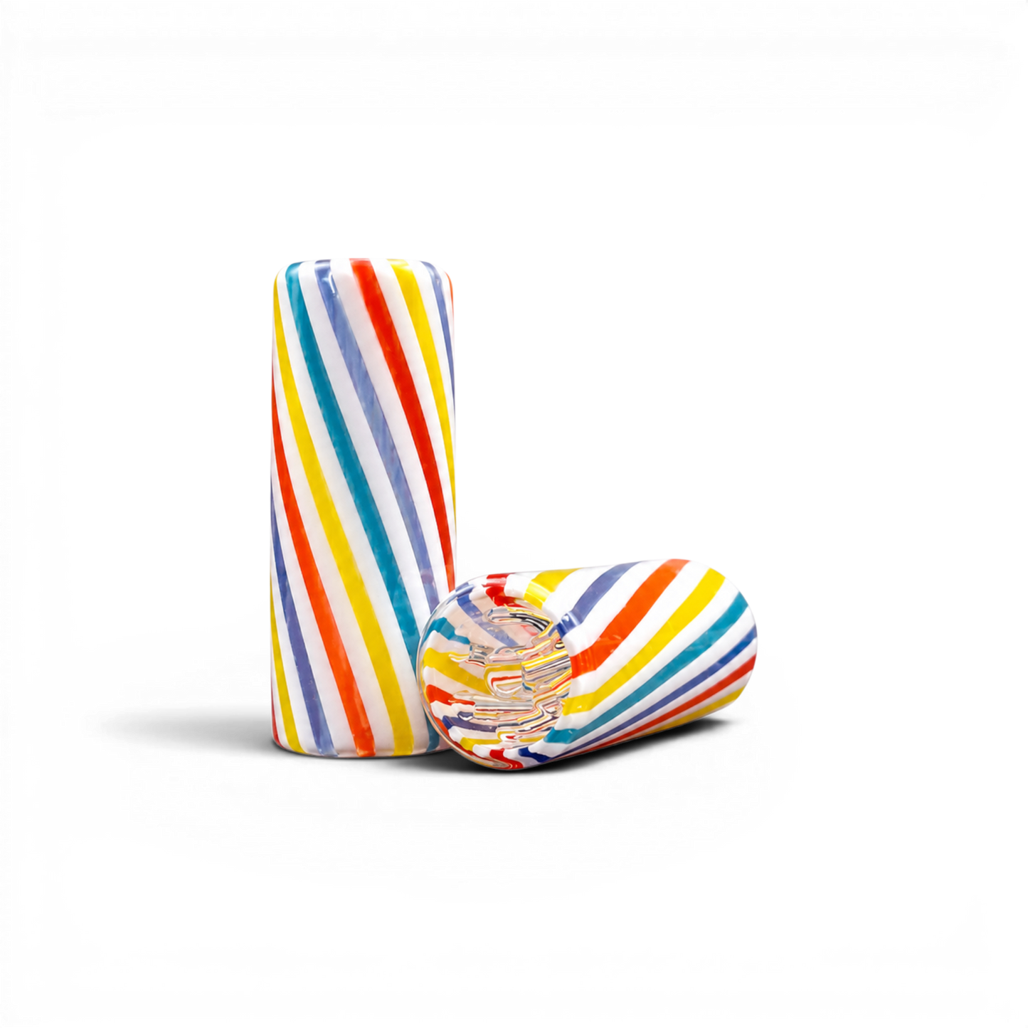 Glas Tip 12 mm 7 Loch bunt gestreift aus Glas