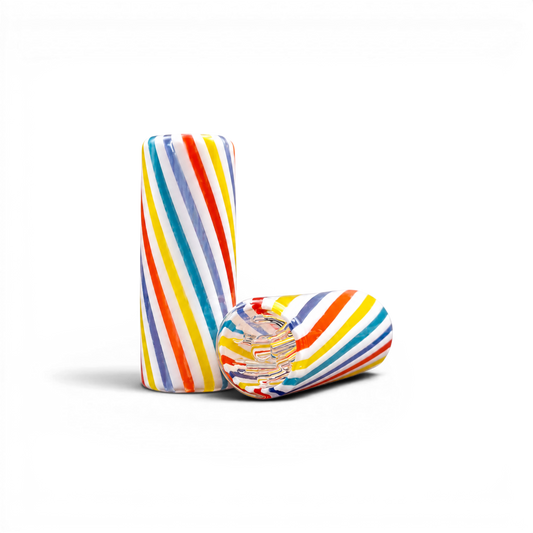 Glas Tip 12 mm 7 Loch bunt gestreift aus Glas