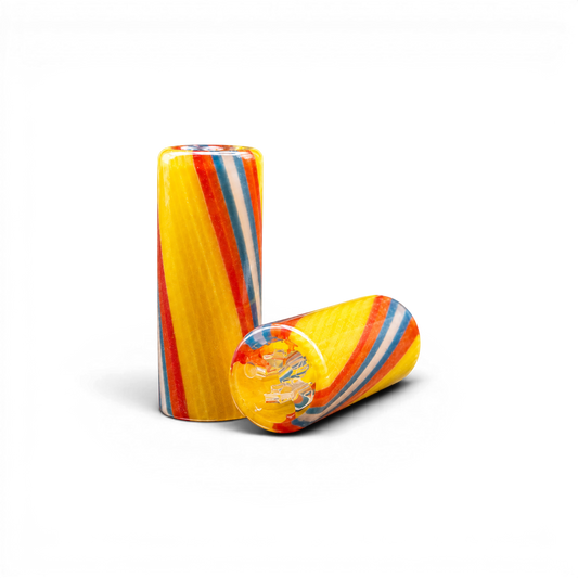 Glas Tip 12 mm 7 Loch Multicolor Stripe aus Glas