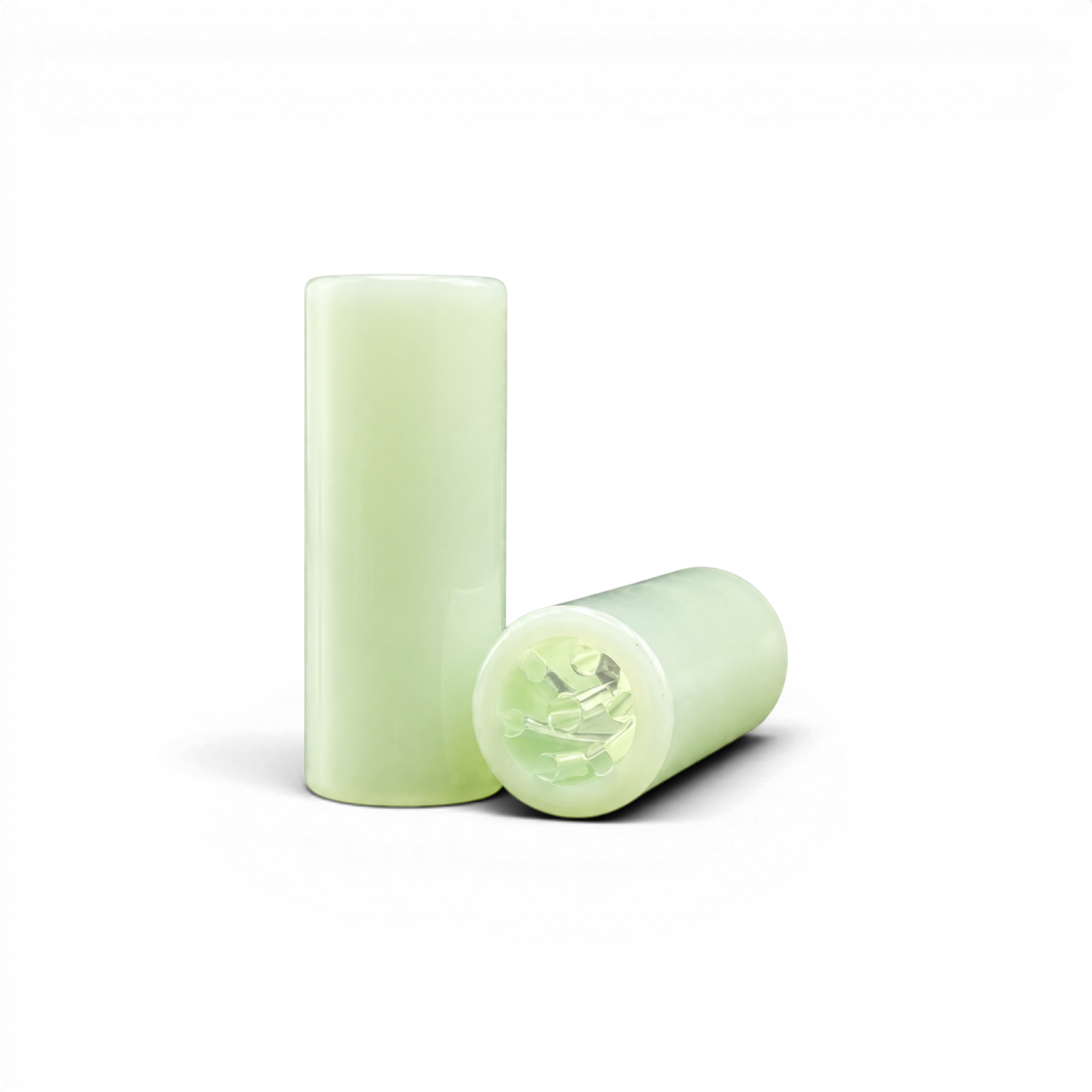 Glas Tip 12 mm 7 Loch Milky Green aus Glas