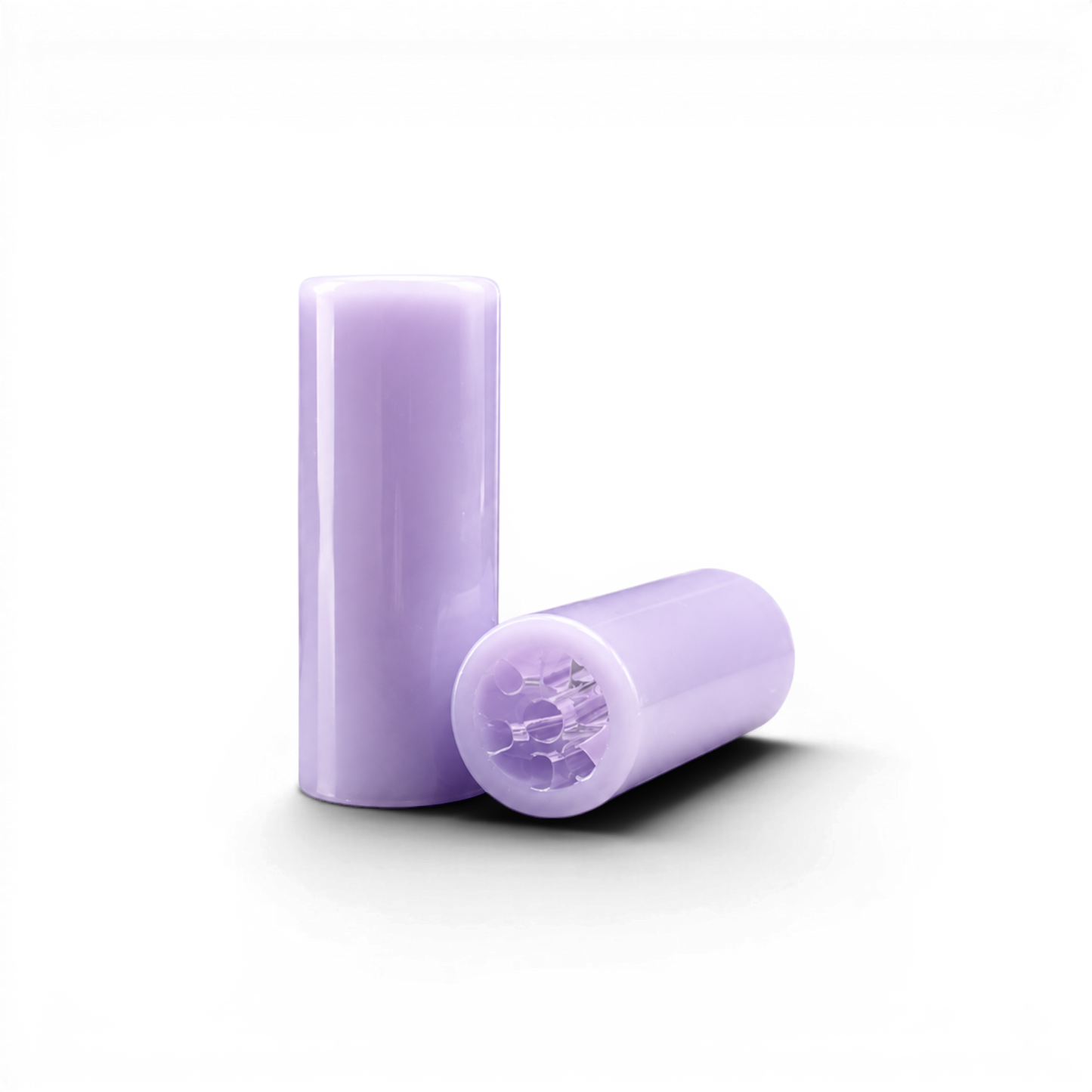 Glas Tip 12 mm 7 Loch Milky Purple aus Glas