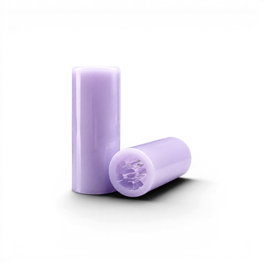 Glas Tip 12 mm 7 Loch Milky Purple aus Glas