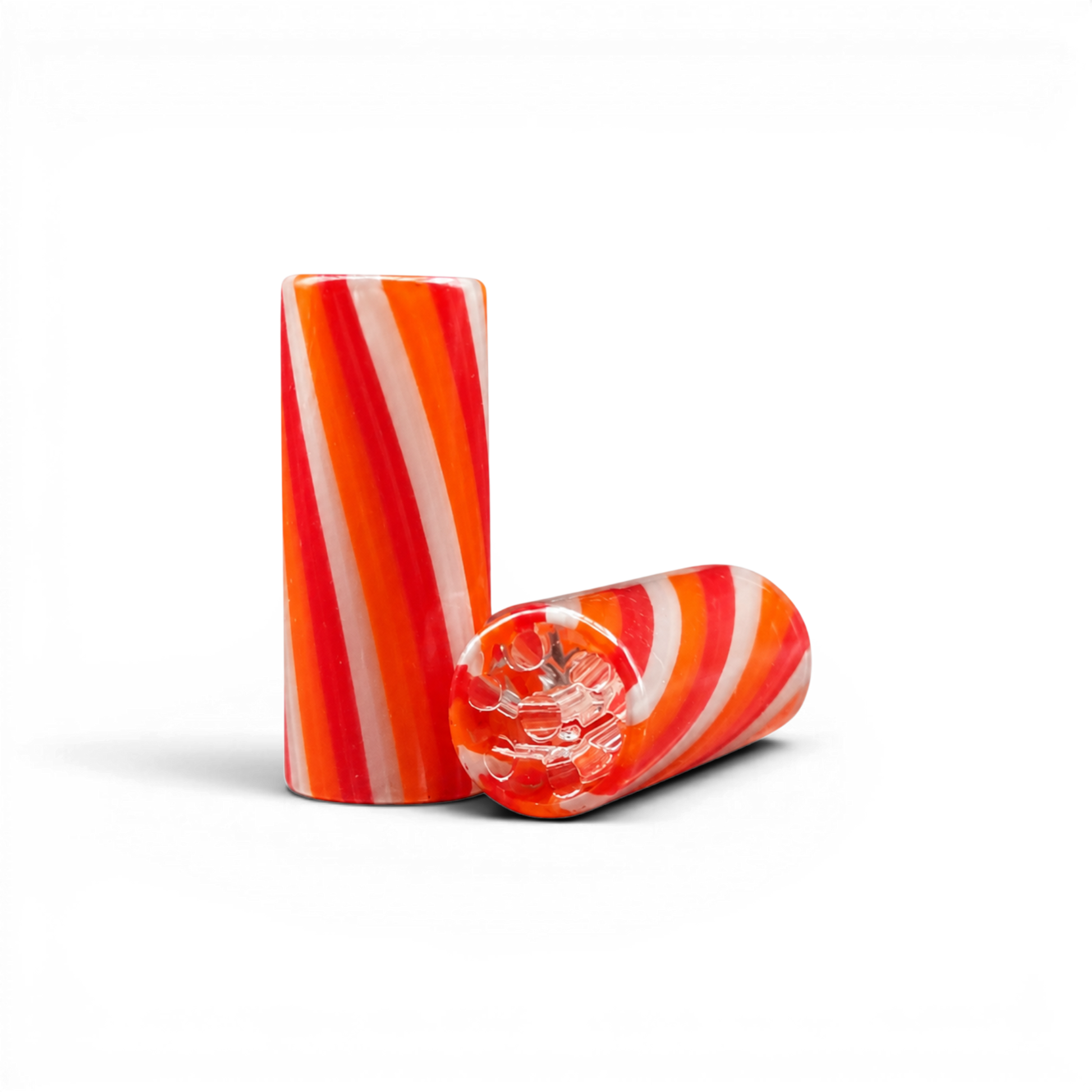 Glas Tip 12 mm 7 Loch Rot Orange Grau aus Glas