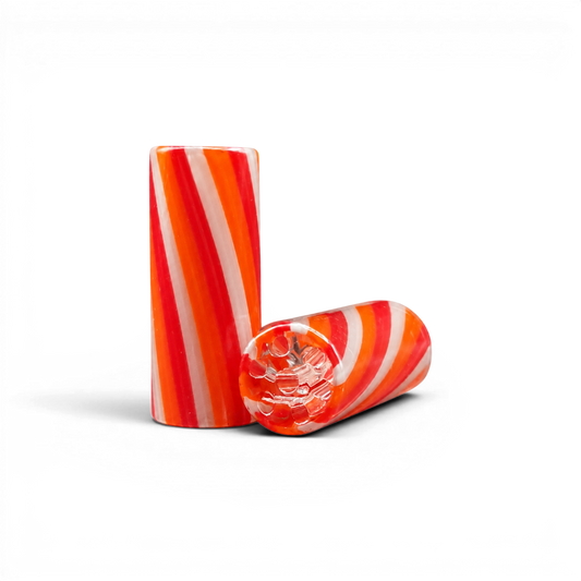 Glas Tip 12 mm 7 Loch Rot Orange Grau aus Glas