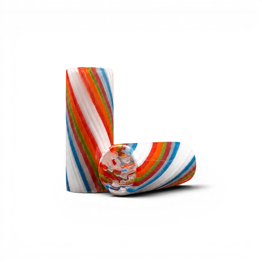 Glas Tip 12 mm 7 Loch bunt gestreift aus Glas