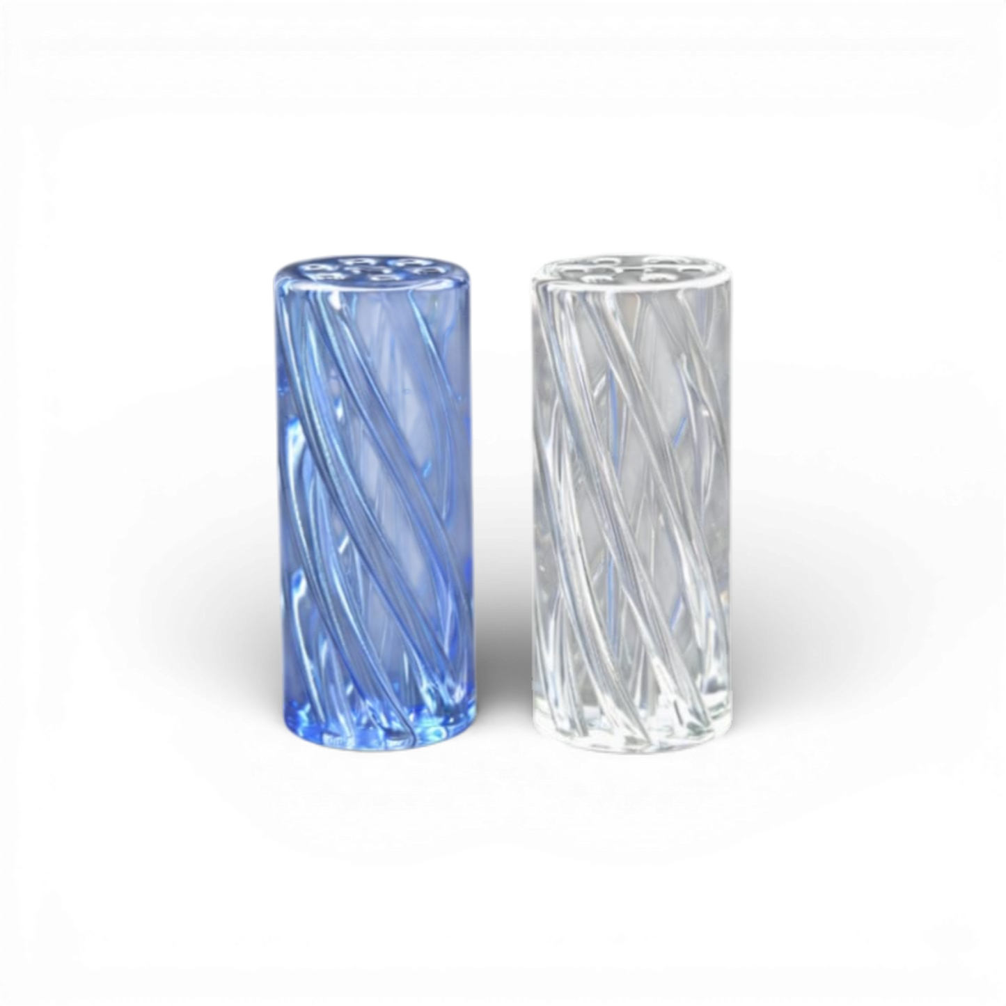 Glas Tip 12mm 7 Loch Blue Clear