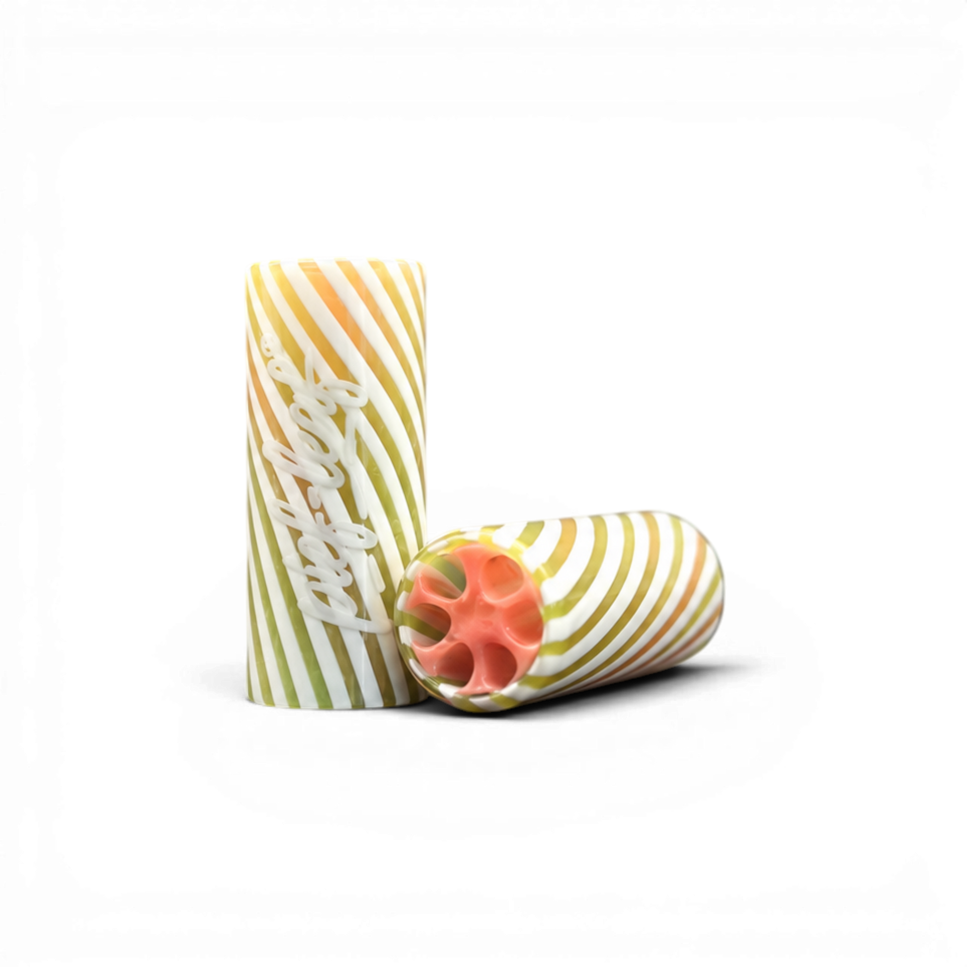 Multicolor Green White Glas Tip mit orangem Kern
