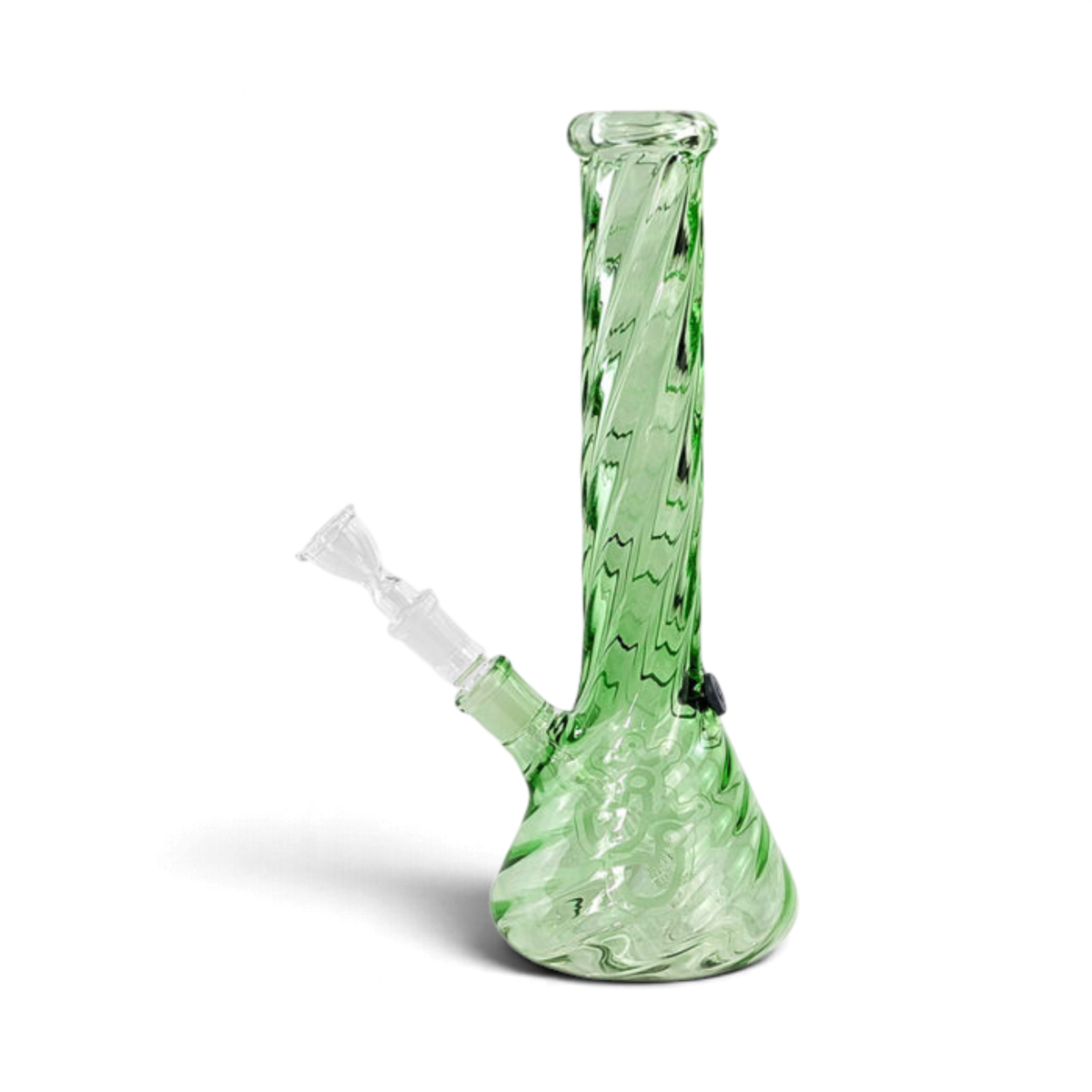 Grüne Beaker-Bong Twisted Green mit gedrehtem Glasdesign