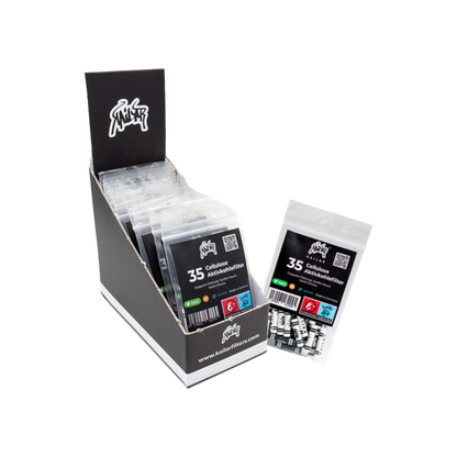 Detailansicht des Kailar Mix Slim Aktivkohlefilter 35er Packs Ø 5,9mm in bunten Farben