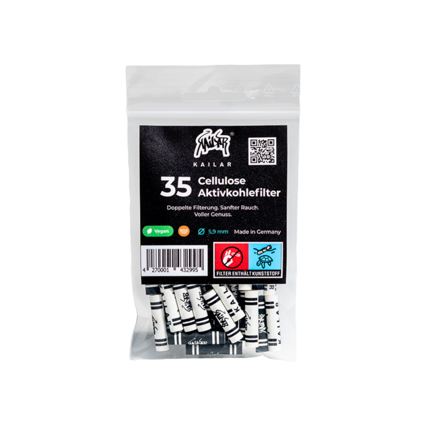 Kailar Mix Slim Size 35er Pack Aktivkohlefilter Ø 5,9mm in verschiedenen Farben