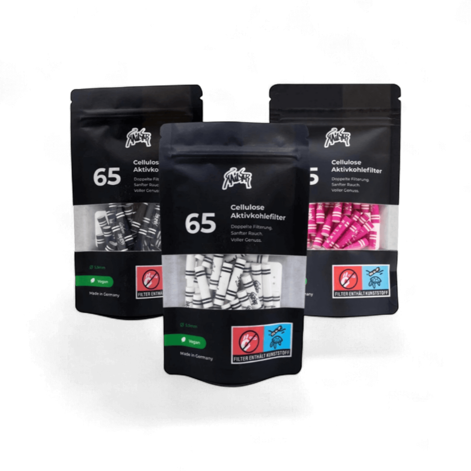 Kailar Aktivkohlefilter Slim Size 5,9 mm – 65 Stück – verschiedene Farben