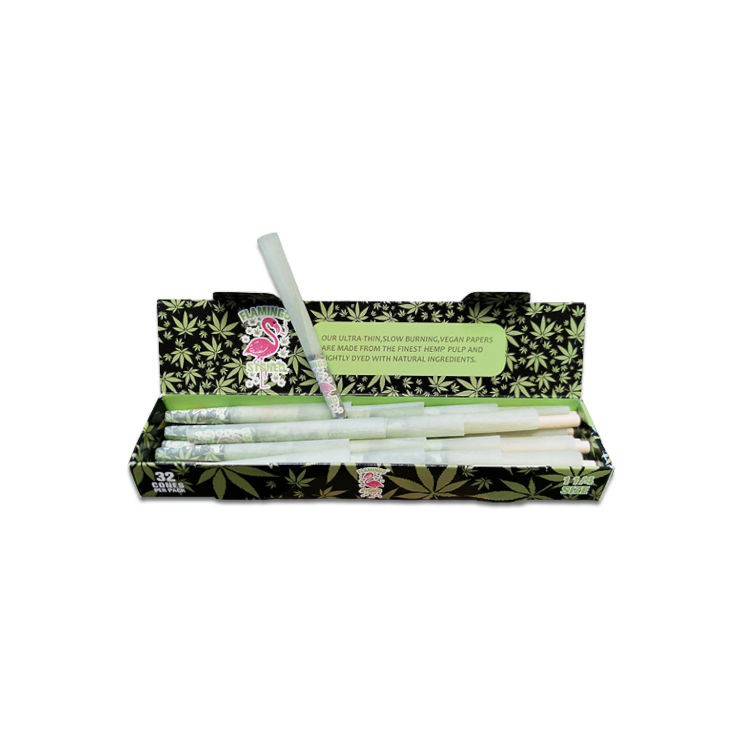 32x prerolled grüne Flamingo Stoned Cones - 1¼ - 8,3cm