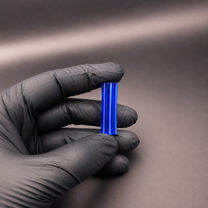 Meccas Glas Tip Blau 10 mm mit 7 Loch Struktur