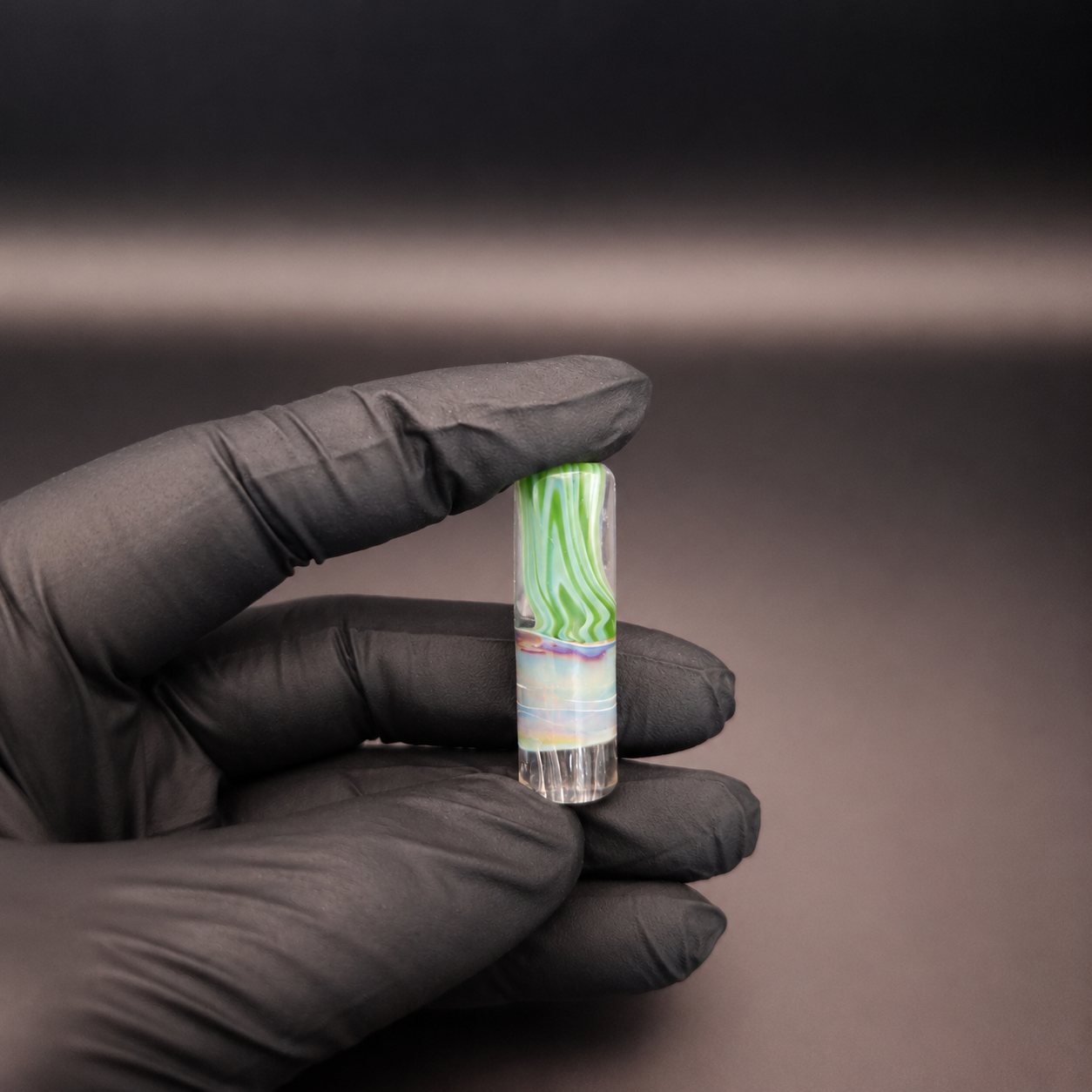 Meccas Glas Tip Klar Grün 12 mm mit 7 Loch und 1 Loch Öffnung