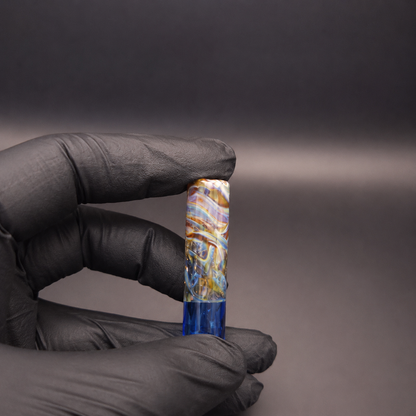 Meccas Glas Tip blau mehrfarbig mit 3-Loch-Seite