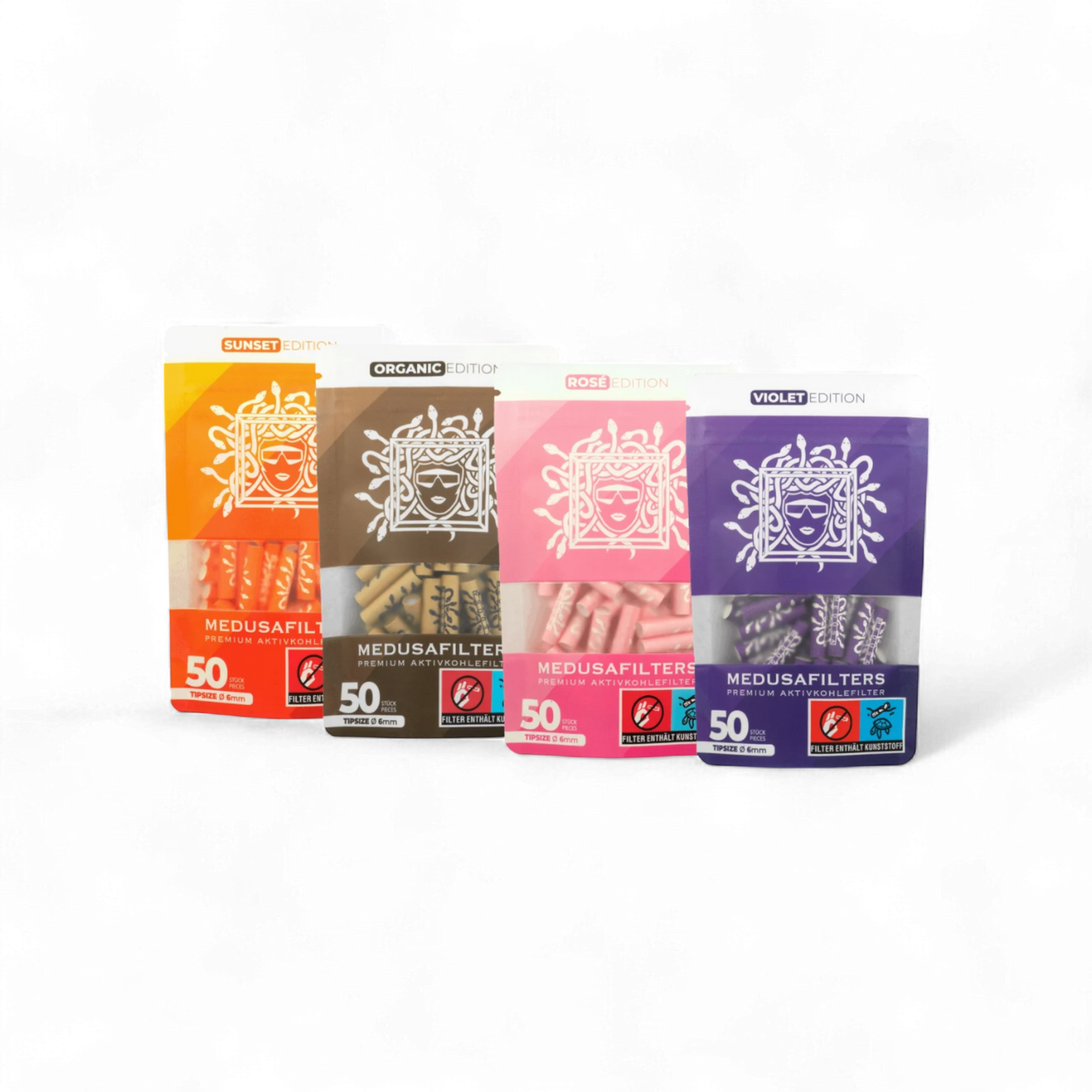 Medusafilters Aktivkohlefilter Sunset – 6mm Xtra Slim – verschiedene Farben